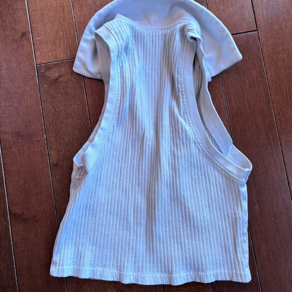 Zara Cream Ribbed Collared Crop Top - Picture 8 of 8